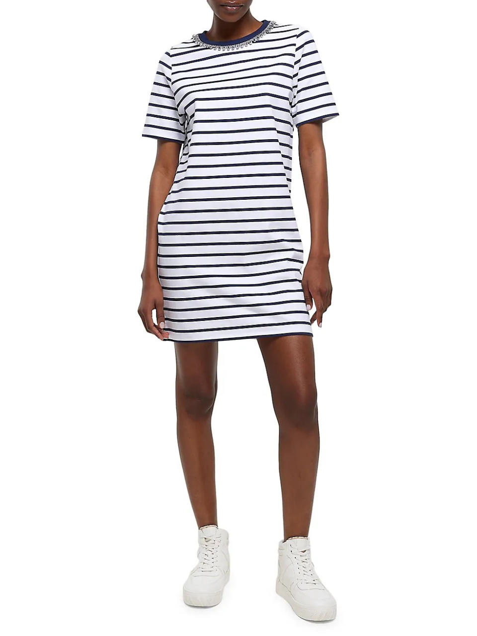 River Island Embellished Stripe Mini T-Shirt Dress. Image via The Bay.