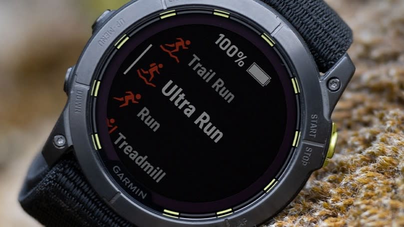  Garmin Enduro 2 displaying different exercises on the watch screen. 