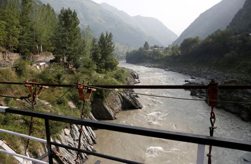 Neelam river flows between Pakistan administered Kashmir and Indian administered Kashmir in Teetwal