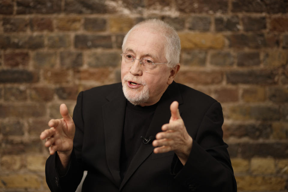 Scottish film composer Patrick Doyle speaks during an interview with The Associated Press in London, Thursday, April 20, 2023. (Photo by David Cliff/Invision/AP)