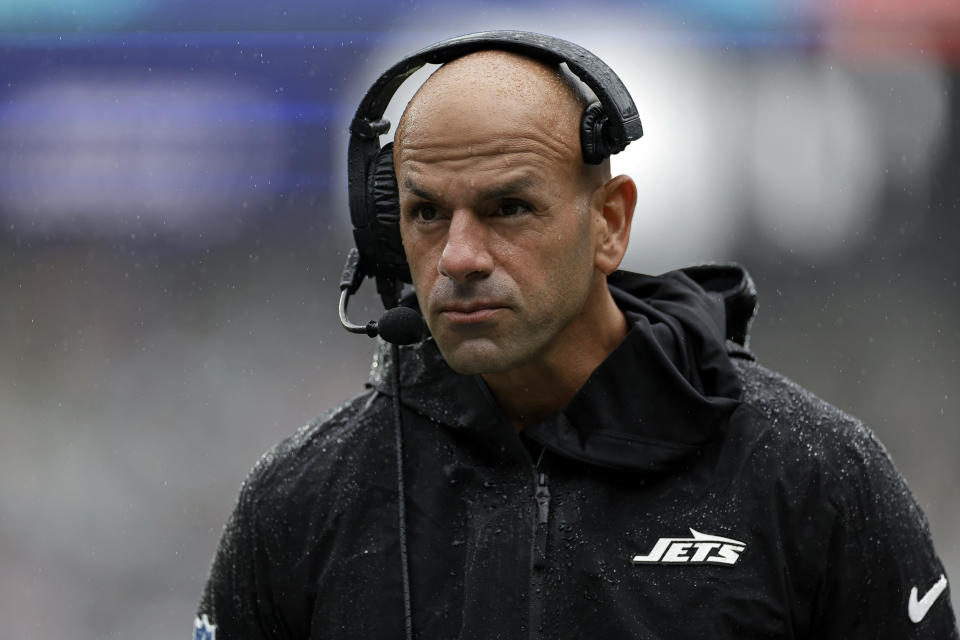 New York Jets head coach Robert Saleh was the first coach fired during this NFL season. (AP Photo/Adam Hunger)