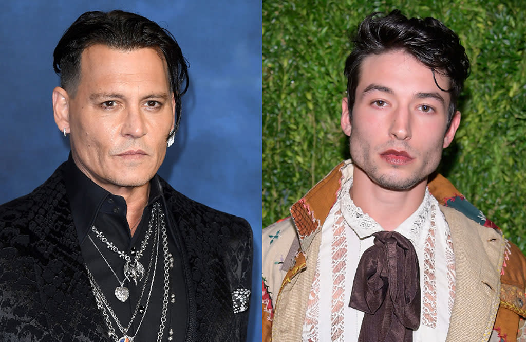 Johnny Depp and Ezra Miller. (Photo: Getty Images)