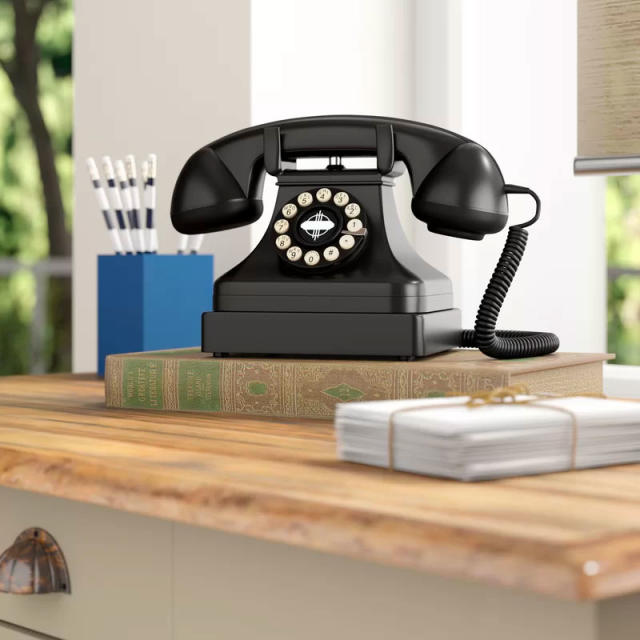 Black Rotary Desk Phone