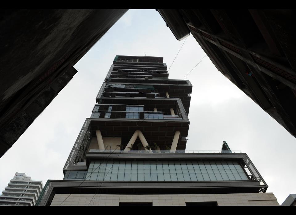 The twenty-seven story Antilia, the newly-built residence of Reliance Industries chairman Mukesh Ambani, is seen in Mumbai on October 19, 2010. 