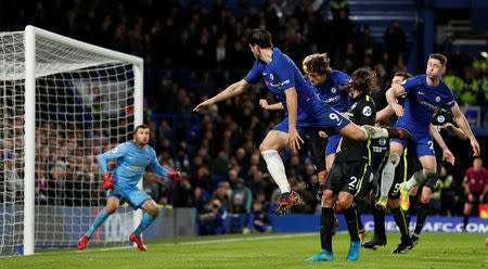 Soccer Football - Premier League - Chelsea vs Brighton & Hove Albion - Stamford Bridge, London, Britain - December 26, 2017 Chelsea's Marcos Alonso scores their second goal Action Images via Reuters/John Sibley