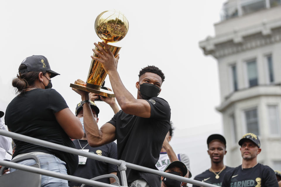 公鹿勇奪2020-2021年NBA總冠軍。(Credit: Kamil Krzaczynski-USA TODAY Sports)