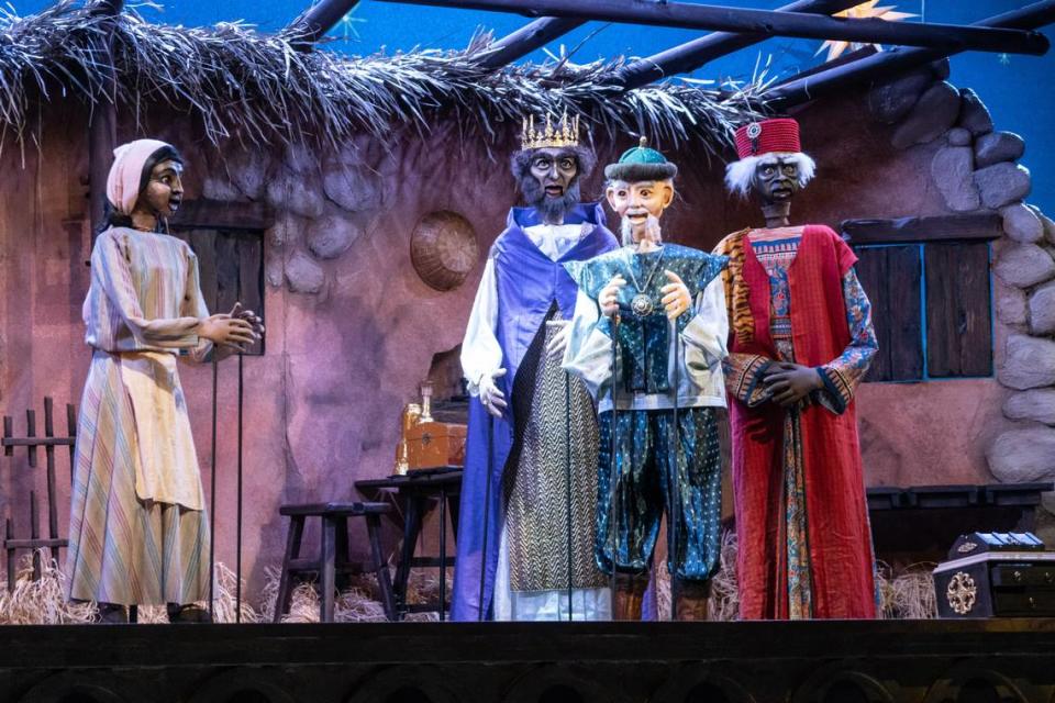 The Lyric Opera of Kansas City’s holiday production of “Amahl and the Night Visitors,” told with Paul Mesner puppets and singers offstage, was available online only last year. This year it is set to be presented in person.