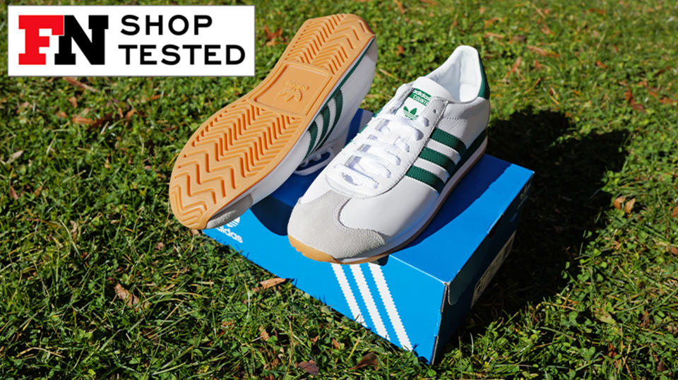 FN Shop editor reviews adidas' country OG sneakers on grass 