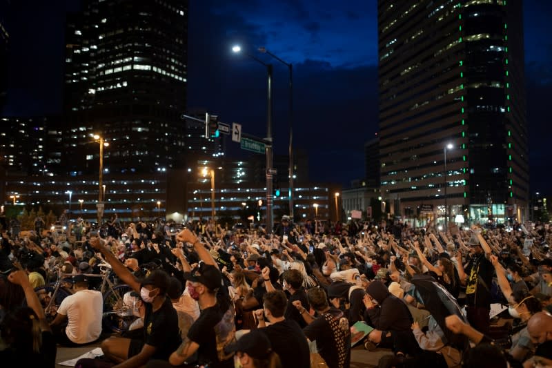 Peaceful protest against the death in Minneapolis police custody of George Floyd, in Denver