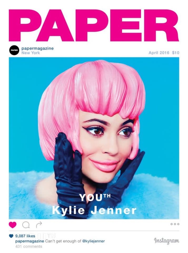 <p>Nicht alle verstanden Kylies „Plastic Fantastic“-Look, für den ihre Augen und Lippen digital vergrößert wurden. [<i>Bild: Instagram/Paper Magazine</i>]</p>