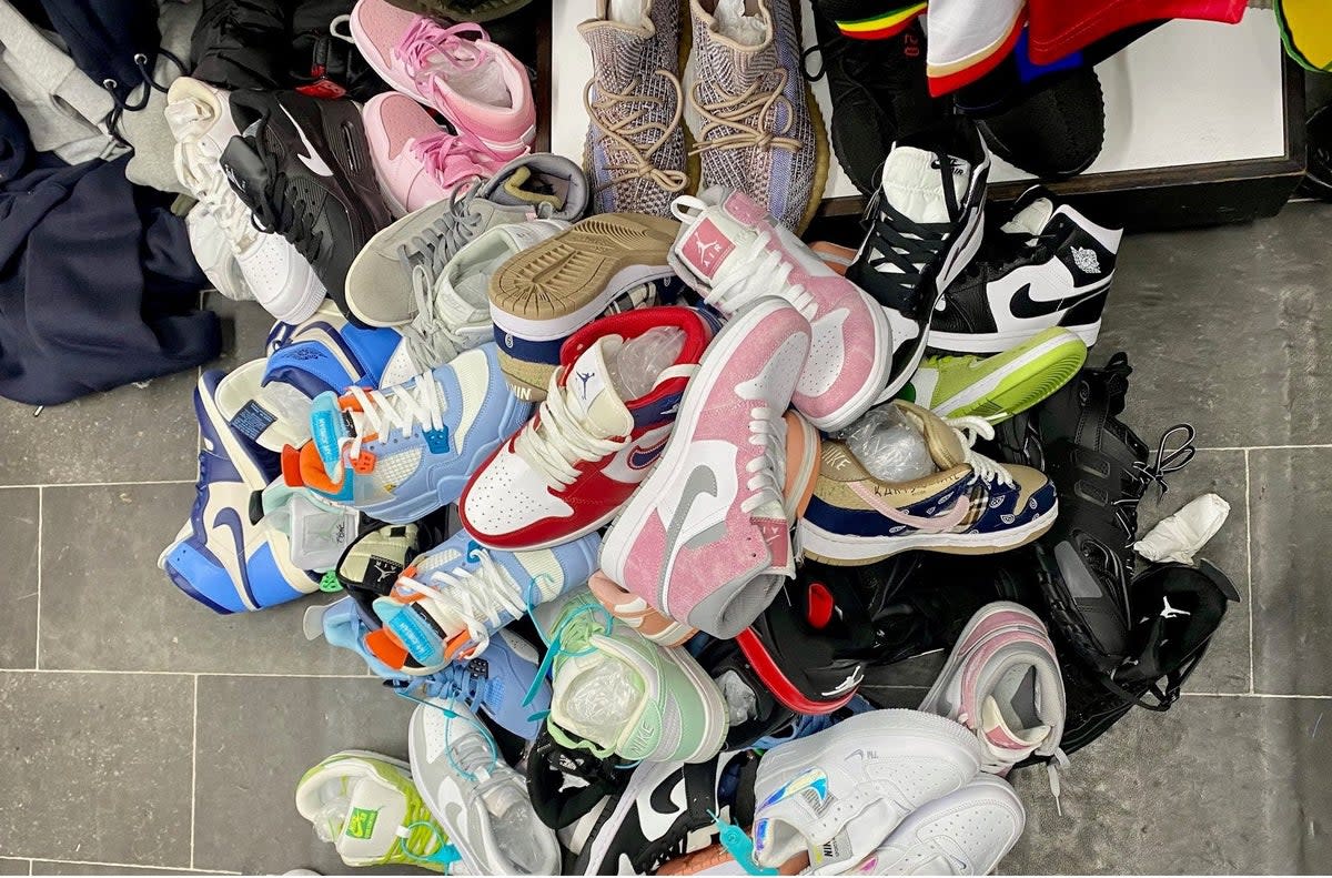 Police found fake Nike trainers during a raid in Camden High Street. (City of London Police)