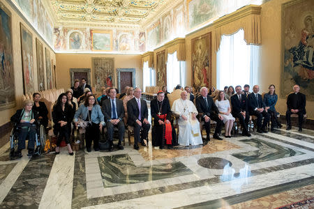 Pope Francis meets with members of the American Jewish Committee at the Vatican, March 8, 2019. Vatican Media/Handout via REUTERS