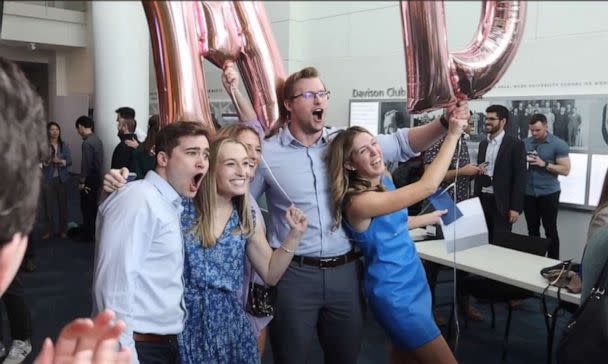 PHOTO: Duke students express joy on Match Day learning where they would spend the next three to seven years for their residency program. (Duke University School of Medicine)