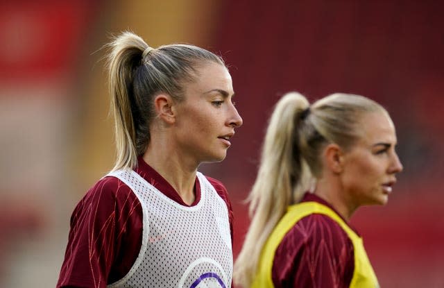 Leah Williamson (left) captained England in last month's matches against North Macedonia and Luxembourg (John Walton/PA).