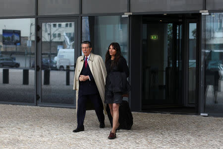 Former CIA agent Sabrina de Sousa with her lawyer Manuel Magalhaes Silva leave Judiciary Police headquarters in Lisbon, Portugal, March 1, 2017. REUTERS/Pedro Nunes