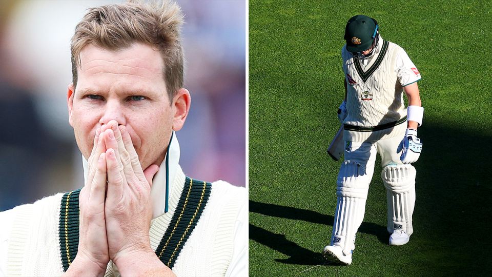 Steve Smith (pictured) has sunk to a 10-year low having fallen to 800 points in the batting rankings behind Joe Root. (Getty Images)