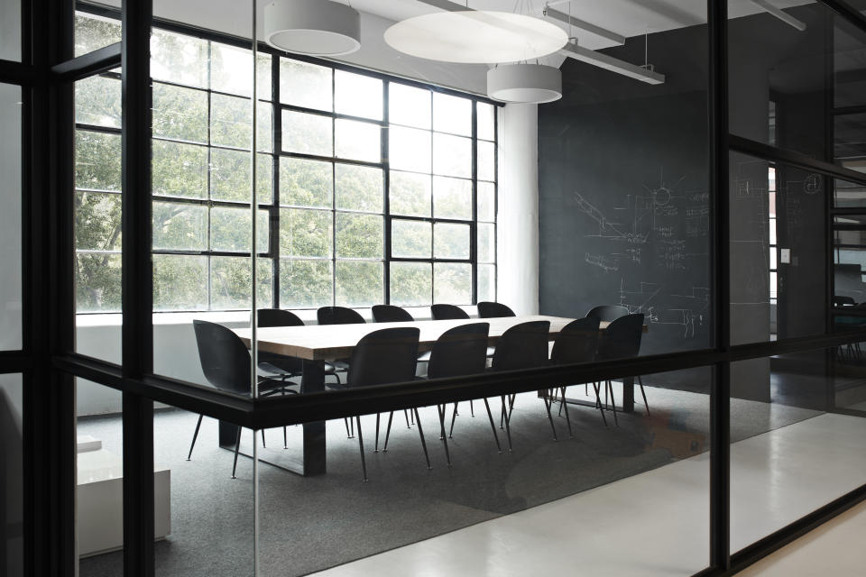 Modern conference room with chairs and table in office
