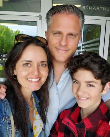 <p>Danica McKellar Instagram</p> Danica McKellar with husband Scott Sveslosky and son Draco