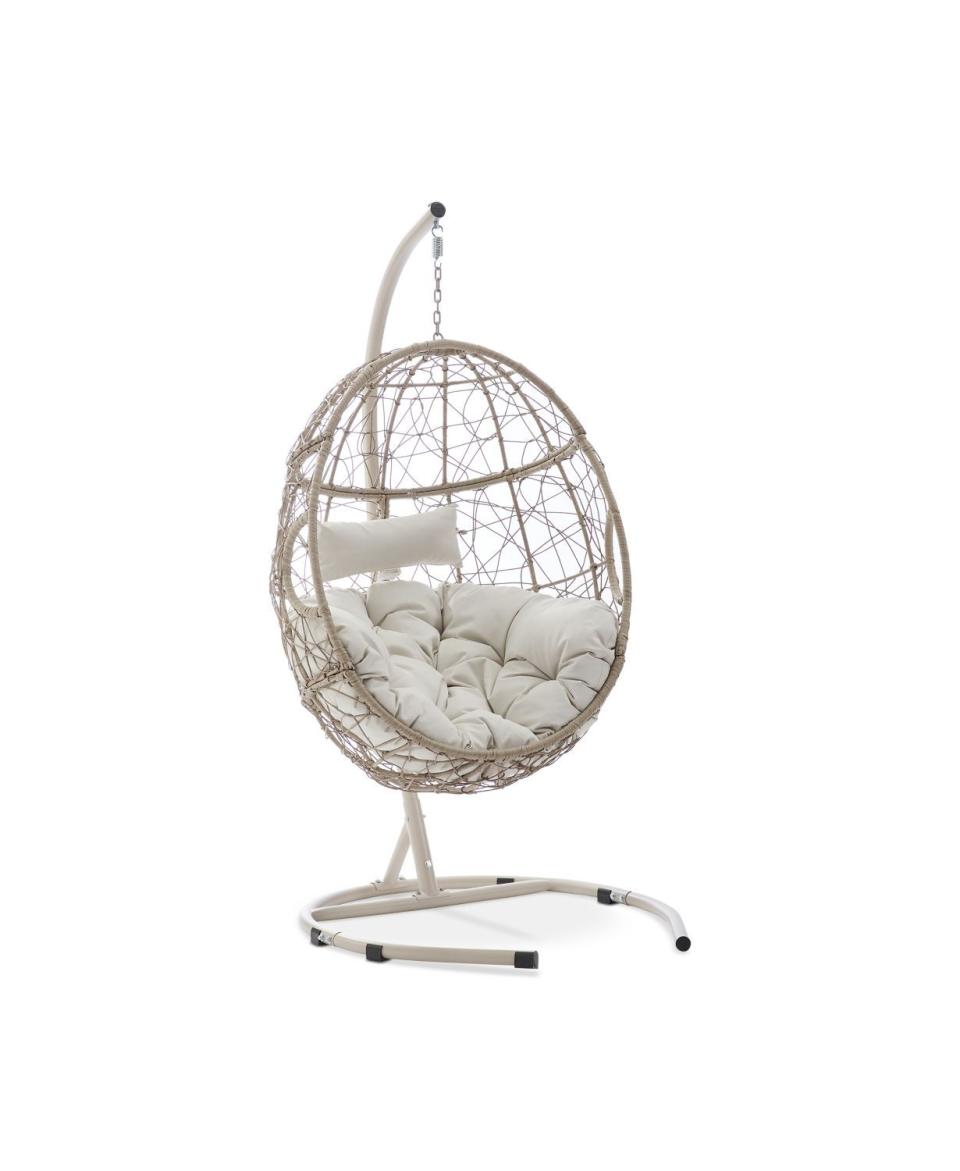 5) Cleo Indoor Outdoor Wicker Hanging Egg Chair