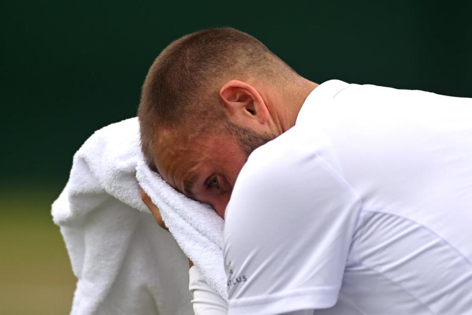 Dan Evans was beaten by Alejandro Tabilo in the first round of Wimbledon (Getty Images)