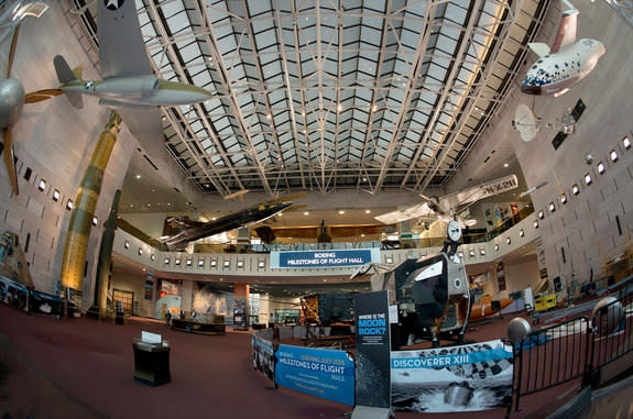 The ascent and descent stages to an Apollo Lunar Module (LM-2) have landed in the National Air and Space Museum's Boeing Milestones of Flight gallery to debut on display in 2016.