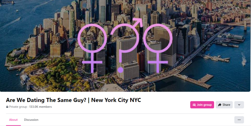 The original "Are We Dating the Same Guy" group was created for NYC in 2022.