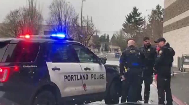 PPB officers during a "retail theft mission" in Portland, December 9, 2023 (KOIN)