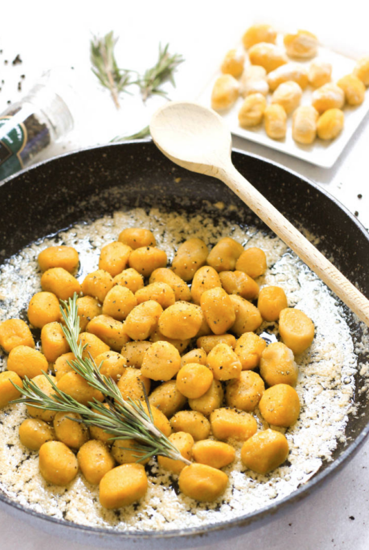 <p>Dish by Dish</p><p>Soft and pillowy, these pumpkin gnocchi are filled with pumpkin and are perfect for fall and pumpkin season. Gluten-free and dairy-free. </p><p><strong>Get the recipe: <em><a href="https://www.dishbydish.net/gluten-free-pumpkin-gnocchi-with-rosemary-brown-butter/" rel="nofollow noopener" target="_blank" data-ylk="slk:Easy Pumpkin Gnocchi (Gluten-Free, Dairy-Free);elm:context_link;itc:0;sec:content-canvas" class="link rapid-noclick-resp">Easy Pumpkin Gnocchi (Gluten-Free, Dairy-Free)</a></em></strong></p>