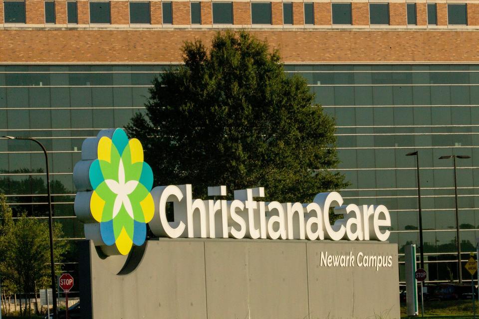 ChristianaCare signage and a segment of the hospital is featured at Ogletown Stanton Road in Christiana on Thursday, Oct. 12, 2023.