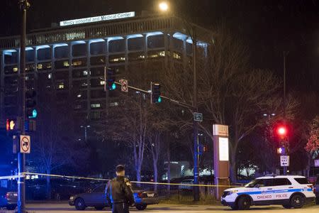 Nov 19, 2018; Chicago, IL, USA; A general view of the crime scene at Mercy Hospital and Medial Center in Chicago, Illinois. Mandatory Credit: Quinn Harris-USA TODAY Sports