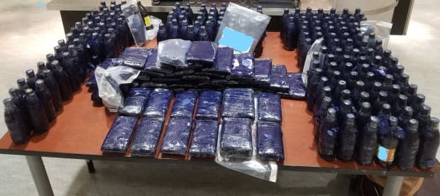 The Canada Border Services Agency says drugs were found in the luggage of a family at Pearson airport earlier this month. (Canada Border Services Agency - image credit)
