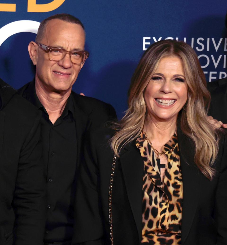 Tom Hanks and Rita Wilson attend a photo call for Columbia Pictures "A Man Called Otto" at the Academy Museum of Motion Pictures on December 05, 2022 in Los Angeles, California.