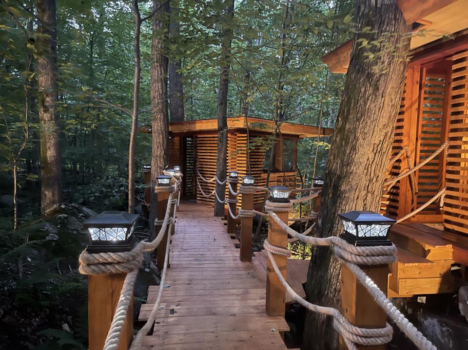 Pennsylvania's Polymath Park features Frank Lloyd Wright-inspired dining pods at the Treetops Restaurant.