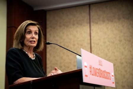 FILE PHOTO: U.S. House Speaker Nancy Pelosi (D-CA) speaks during a news conference on lowering drug costs