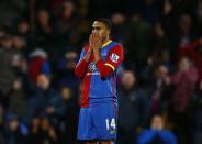 Crystal Palace's Jerome Thomas reacts after a missed opportunity during their English Premier League soccer match against Everton at Selhurst Park in London, November 9, 2013.