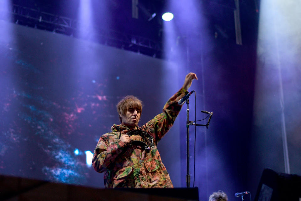 Singer Liam Gallagher performs on stage during day 2 of 'Corona Capital 2022' at Autodromo Hermanos Rodriguez on November 19, 2022 in Mexico City, Mexico. (Photo by Jaime Nogales/Medios y Media/Getty Images)