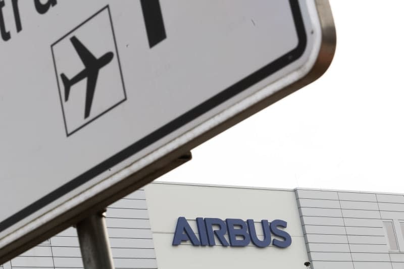 A view of the Airbus logo on the facade of the company's headquarters in Bremen. Mohssen Assanimoghaddam/dpa