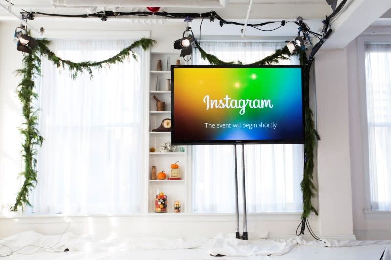 A screen displays a "This event will begin shortly" message before Instagram Chief Executive Officer and co-founder Kevin Systrom announces the launch of a new service named Instagram Direct in New York December 12, 2013. REUTERS/Lucas Jackson