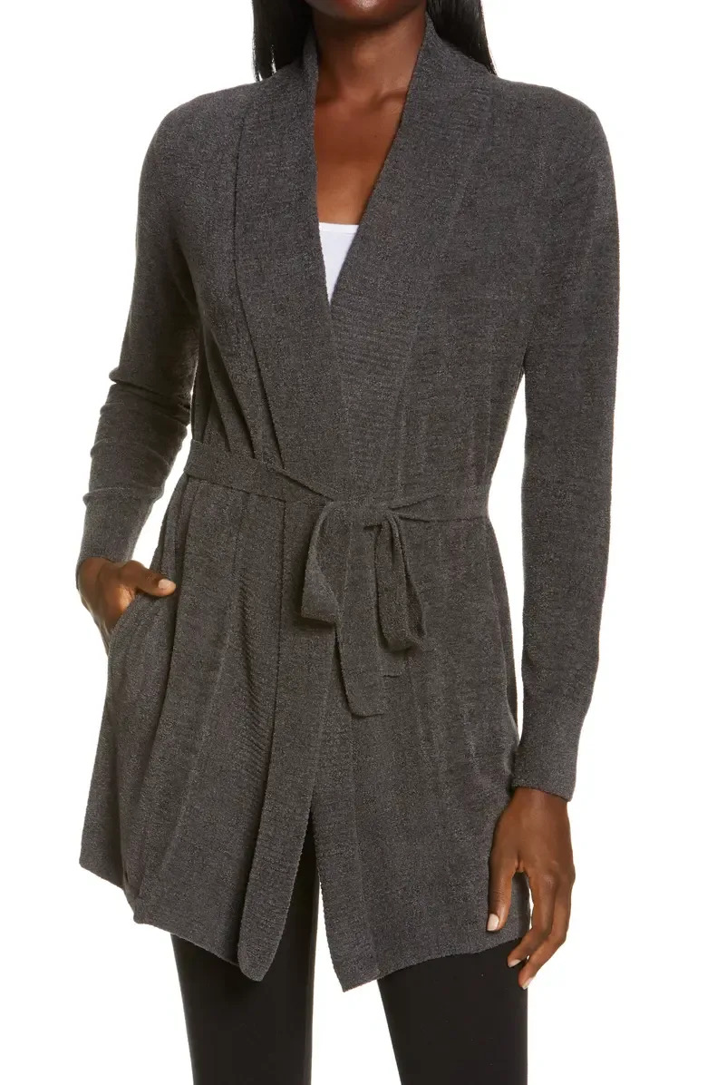 Barefoot Dreams CozyChic Drape Rib Cardigan. Image via Nordstrom.