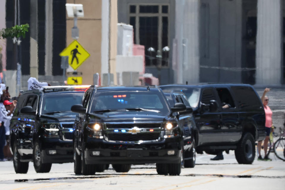 Trump's motorcade arrives at the federal courthouse in Miami for his arraignment on June 13.