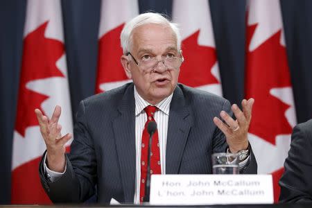 Canada's Immigration Minister John McCallum speaks during a news conference in Ottawa, Canada November 24, 2015. REUTERS/Chris Wattie