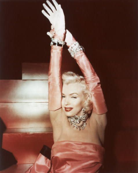 <p>Marilyn Monroe had already become a megastar by the time <em>Gentlemen Prefer Blondes</em> debuted in theaters, but the actress took her luxe image to the next level with her diamond choker, bracelets and earrings.  </p>