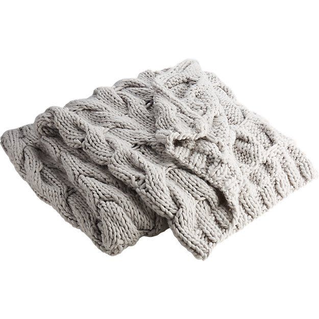 9) Chunky Light Grey Cable Knit Throw