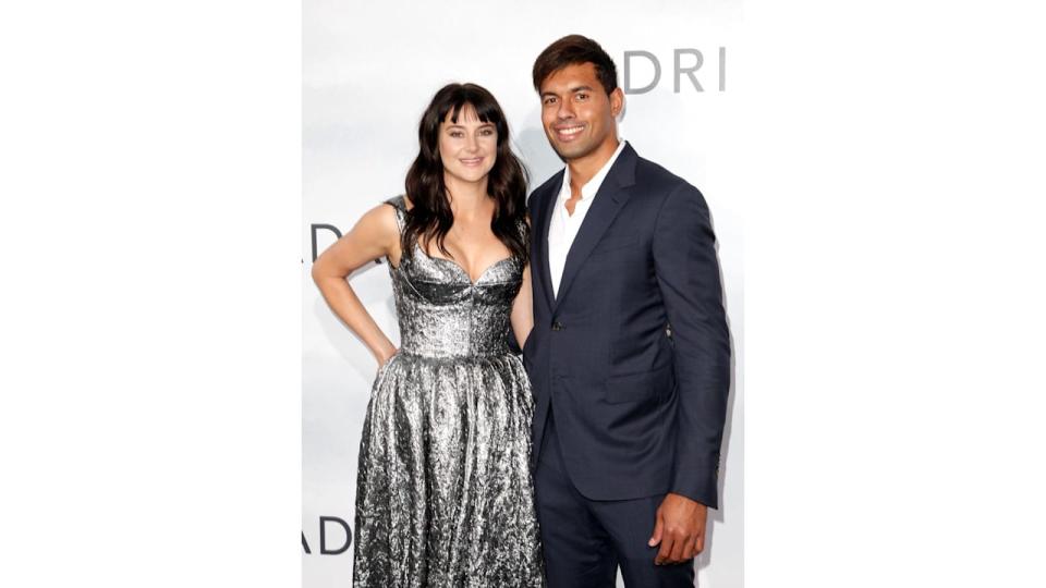 Shailene Woodley and Ben Volavola attend the premiere of 'Adrift' at Regal LA Live Stadium 14 on May 23, 2018