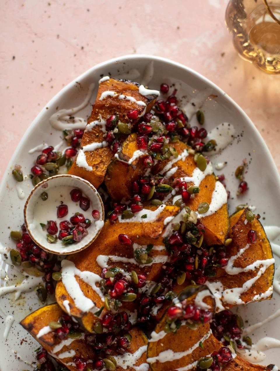 Roasted Kabocha Squash With Pomegranate Pepita Relish