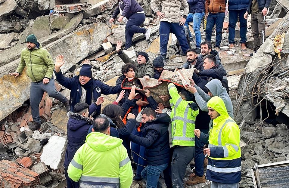 First-aid responders in Hatay, Turkey