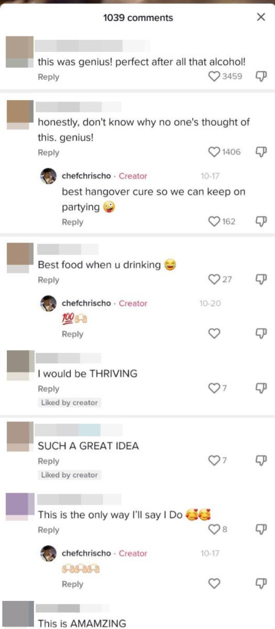 Screenshot of TikTok comments