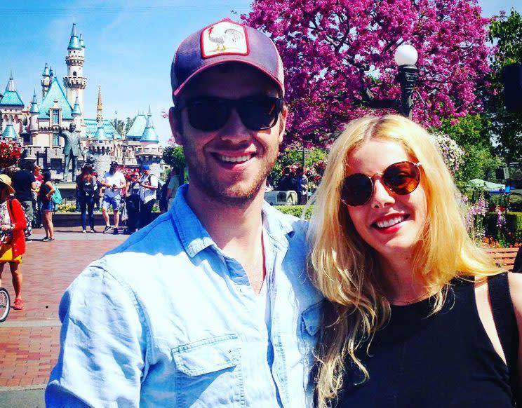 Renuited… Peter Pan stars Jeremy Sumpter and Rachel Hurd-Wood pose for a pic at Disneyland – Credit: Instagram