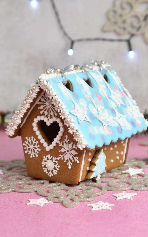 Blue Christmas Gingerbread House