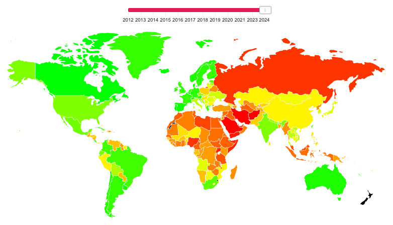 Spartacus Gay Travel Index's interactive world map